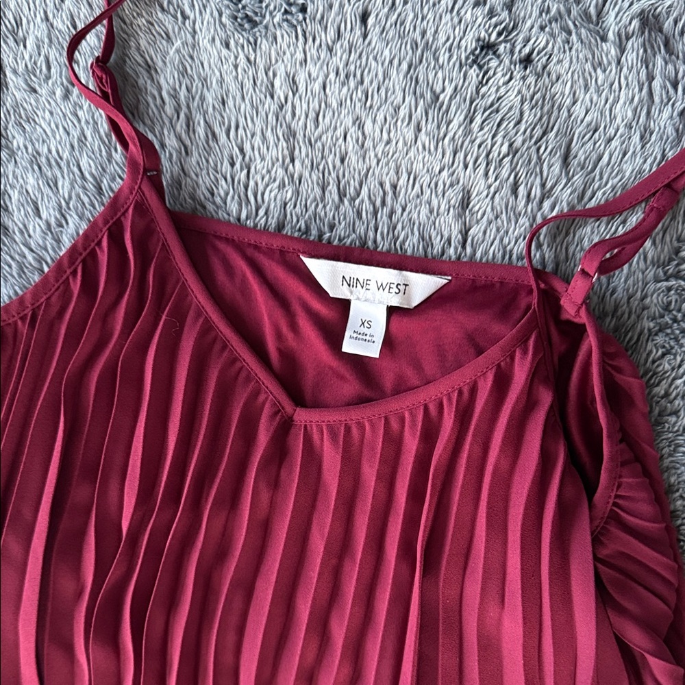 Nine West Wine Pleated Camisole Top